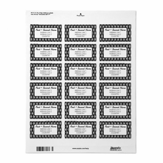 黒ミニマルと白のクリスマスツリーパターン ラベル (フルシート)