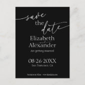 黒ミニマルと白のスクリプファンシート日付の保存 ポストカード (正面)