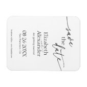 黒ミニマルと白のスクリプファンシート日付の保存 マグネット (横)