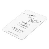 黒ミニマルと白のスクリプファンシート日付の保存 マグネット (左側)