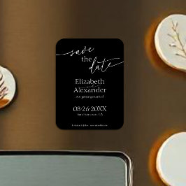 黒ミニマルと白のスクリプファンシート日付の保存 マグネット