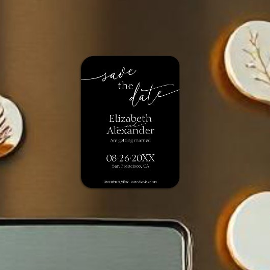 黒ミニマルと白のスクリプファンシート日付の保存 マグネット