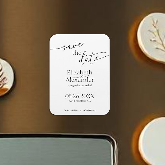 黒ミニマルと白のスクリプファンシート日付の保存 マグネット