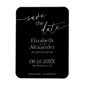 黒ミニマルと白のスクリプファンシート日付の保存 マグネット (縦)