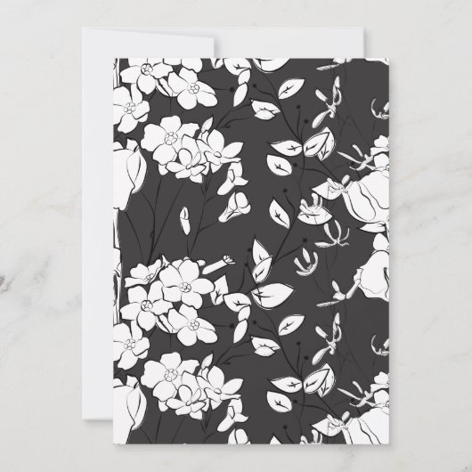 黒ミニマルと白のスクリプファンシート日付の保存 招待状 (裏面)