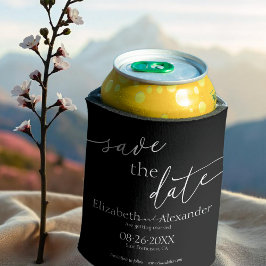 黒ミニマルと白のスクリプファンシート日付の保存 缶クーラー