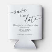 黒ミニマルと白のスクリプファンシート日付の保存 缶クーラー (裏面)