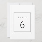 黒ミニマルと白のテー結婚ブル番号 招待状 (裏面)