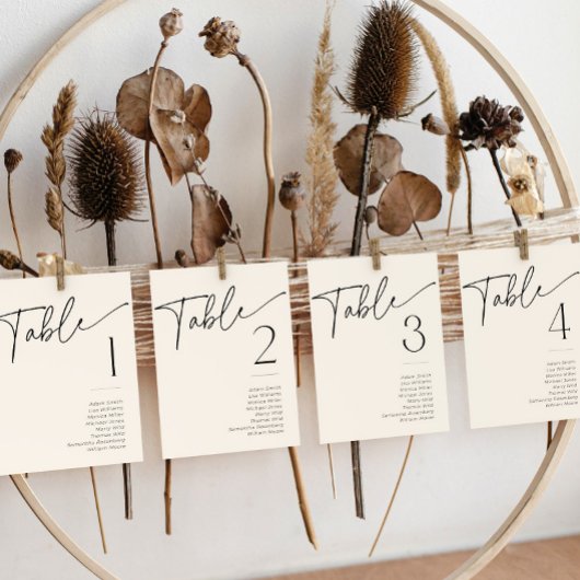 黒ミニマルと白のブライダルシャワーテーブル名 招待状