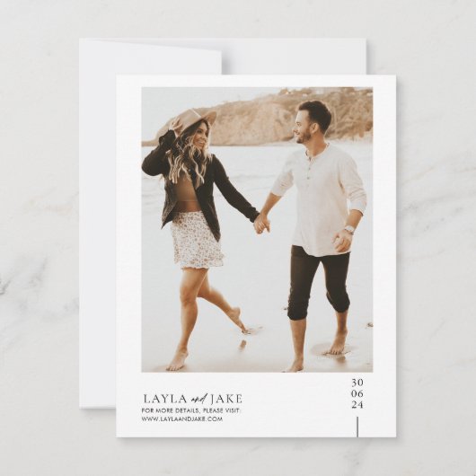 黒ミニマルと白の写真の日付の保存 セーブザデート (裏面)