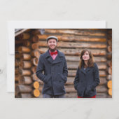 黒ミニマルと白の写真の追加婚約 招待状 (裏面)