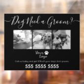 黒ミニマルと白の犬のグルーミング追加ロゴ ウィンドウサイン (シート2)