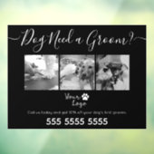 黒ミニマルと白の犬のグルーミング追加ロゴ ウィンドウサイン (シート3)