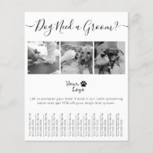 黒ミニマルと白の犬のグルーミング追加ロゴ