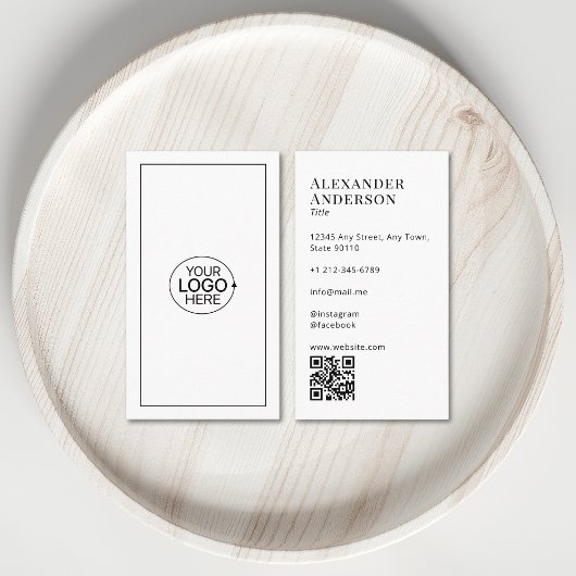 黒ミニマルと白ロゴQRコードの追加 名刺