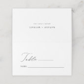 黒ミニマルと白結婚のテーブル番号 プレイスカード (外部開封)
