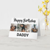 黒ミニマルと白3フォトコラージュ |誕生日 カード (黄色い花)