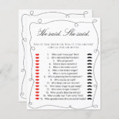 黒ミニマルと言った。彼女はブライダルシャワーゲームを言った (正面/裏面)