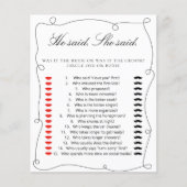 黒ミニマルと言った。彼女はブライダルシャワーゲームを言った (正面)