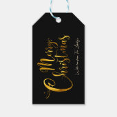 黒ミニマルと金ゴールドのクリスマスラベル ギフトタグ (正面)
