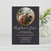 黒ミニマルと金ゴールドの写真結婚の 招待状 (スタンド正面)