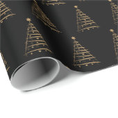 黒ミニマルと金ゴールドクリスマスツリー ラッピングペーパー (ロールコーナー)