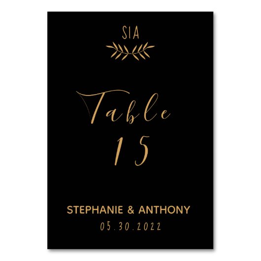 黒ミニマルと金ゴールド分筆結婚書 テーブルナンバー (正面)