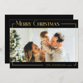 黒ミニマルのクモダンリスマスファミリー写真 シーズンカード (正面/裏面)