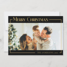 黒ミニマルのクモダンリスマスファミリー写真