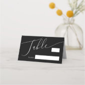 黒ミニマルのテ結婚ーブル番号 プレイスカード (正面)