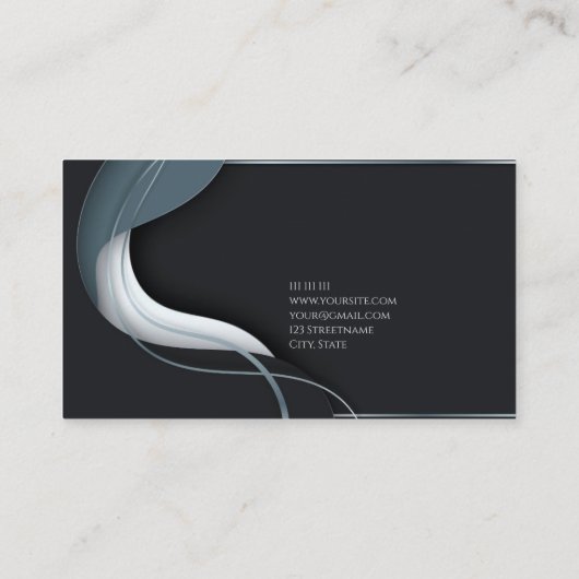 黒ミニマルエレガントグレーの名刺 名刺 (裏面)