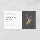 黒ミニマルエレガントフェイク金ゴールド美容師 名刺 (正面)