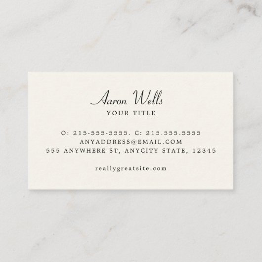 黒ミニマルエレガントリネンルック 名刺 (裏面)