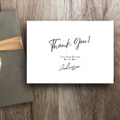 黒ミニマルエレガント白の手書き結婚式 サンキューカード