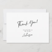 黒ミニマルエレガント白の手書き結婚式 サンキューカード (正面)