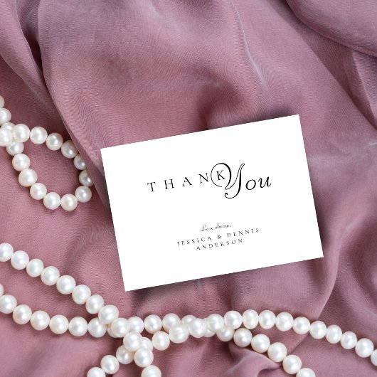 黒ミニマルエレガント白タイポグラフィ結婚 サンキューカード