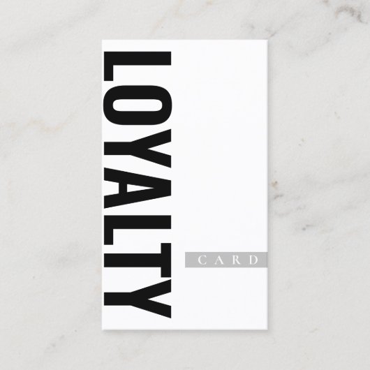 黒ミニマルエレガント白ロイヤリティカード 名刺 (正面)