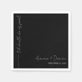 黒ミニマルエレガント結婚のナプキン スタンダードカクテルナプキン (正面)