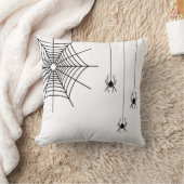 黒ミニマルクモとクモの巣ハロウィーン クッション (ブランケット)