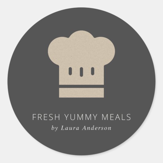 黒ミニマルク素朴ラフトシェフハットケータリング ラウンドシール (正面)