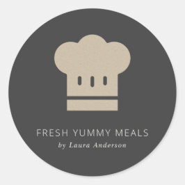 黒ミニマルク素朴ラフトシェフハットケータリング ラウンドシール