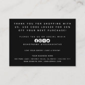 黒ミニマルグリッターご注文の挿入 名刺 (裏面)