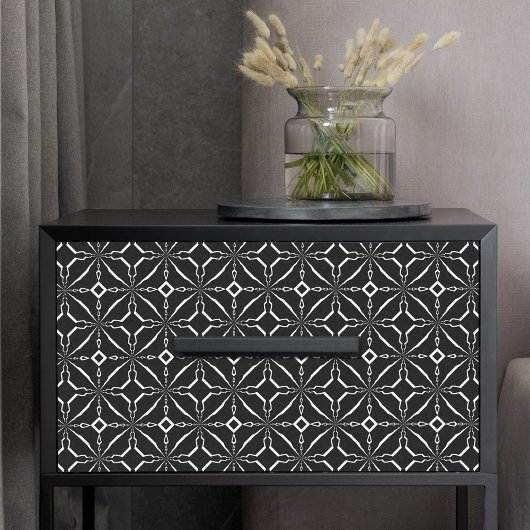 黒ミニマルスタイリッシュと白の幾何学的パターン 薄葉紙