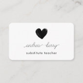 黒ミニマルハート代替先生 名刺 (正面)