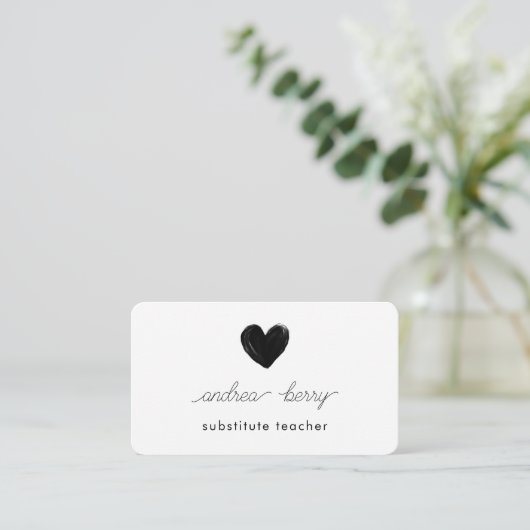 黒ミニマルハート代替先生 名刺 (スタンド正面)