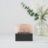 黒ミニマルバラ金ゴールドホイルエレガントカラーブロック スクエア名刺 (スタンド正面)