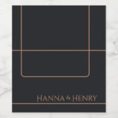 黒ミニマルバラ金ゴールドモダン招待 ワインラベル (シングルラベル)