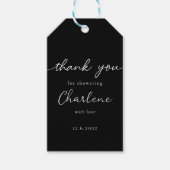 黒ミニマルブライダルシャワー ギフトタグ (正面)