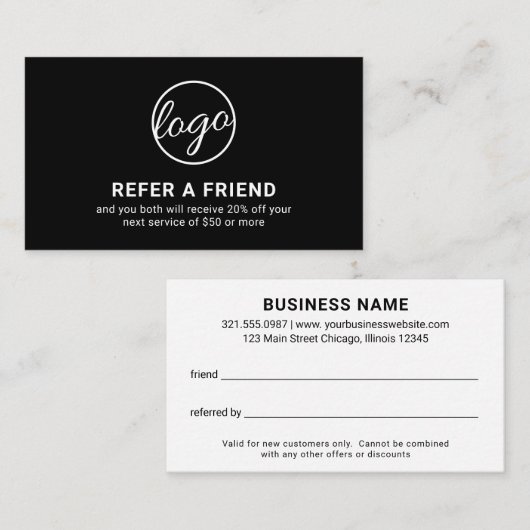 黒ミニマルプロフェッショナルロモダンゴシンプル 紹介カード (正面/裏面)