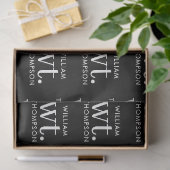 黒ミニマルモダンと白の名モノグラムの前 薄葉紙 (ギフト)